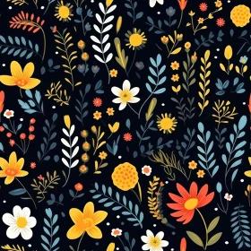Dark Blue Floral Pattern - Home Decor and Fabric Design