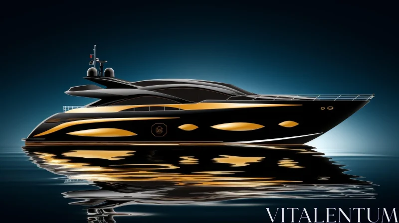 AI ART Luxury Yacht on Dark Blue Sea - Modern Design
