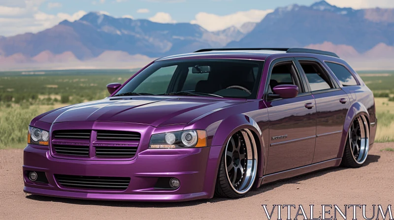 Purple Dodge Avenger Wagon on Dirt Road | Contemporary Candy-Coated Art AI Image