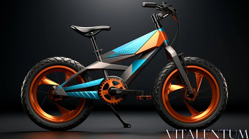 Sleek Futuristic Children's Bike in Black and Blue AI Image