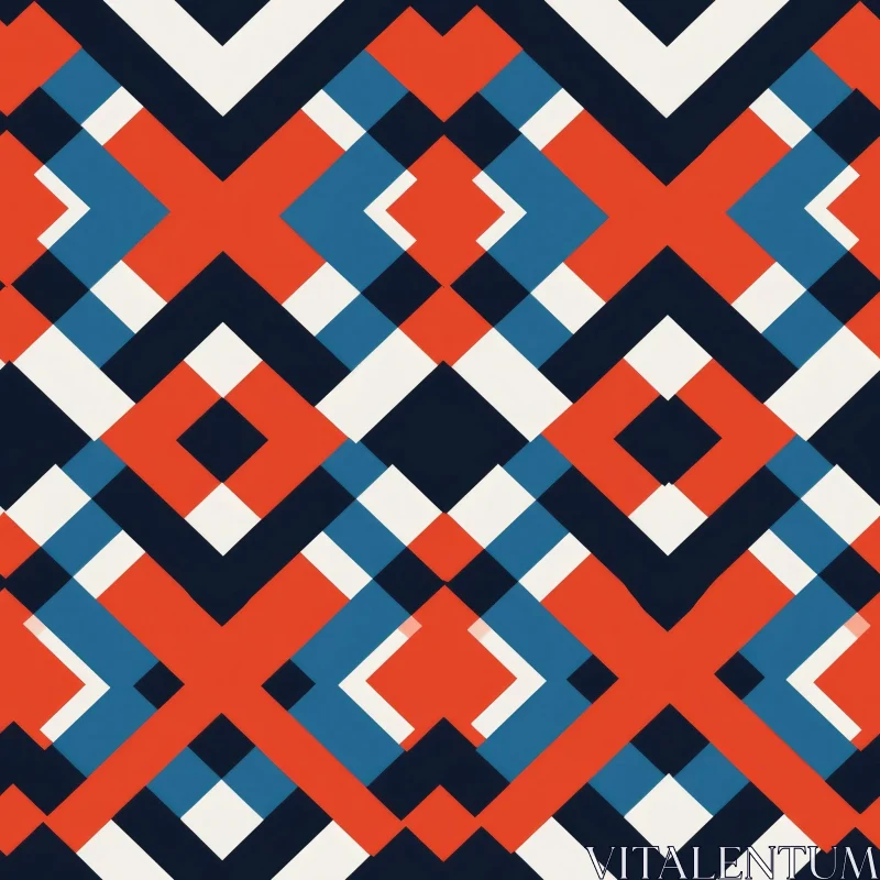 Symmetrical Red, White, and Blue Geometric Pattern AI Image
