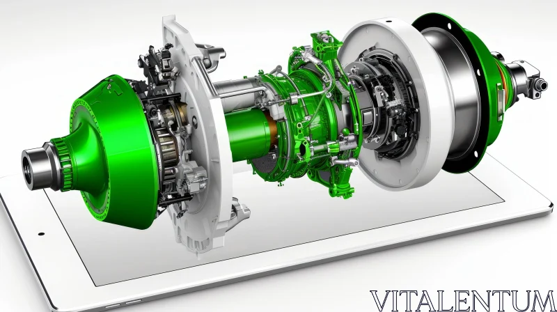3D Model of Helicopter Engine | Cutaway View | Internal Components AI Image