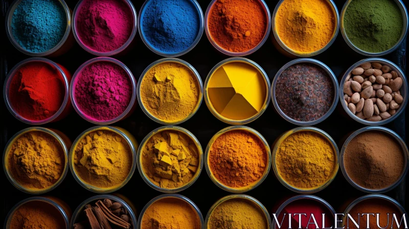 AI ART Colorful Spice Collection in Round Containers