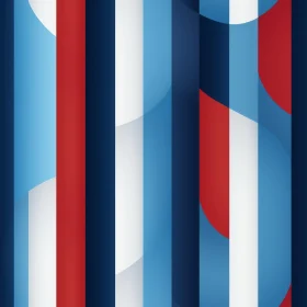 Curved 3D Striped Pattern in Red, White, and Blue