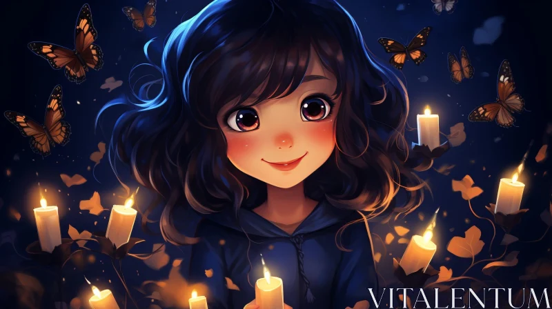 Enchanting Anime Portrait of a Young Girl AI Image