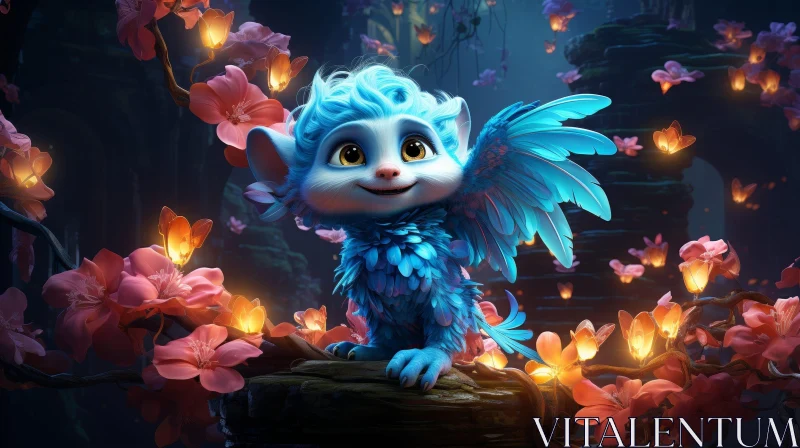 Enchanting Fantasy Creature in Forest AI Image