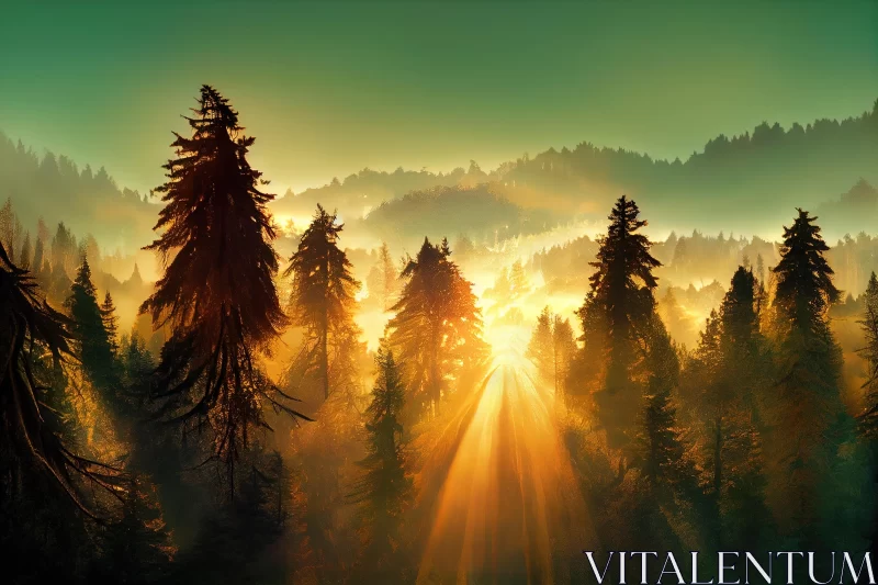 Enchanting Forest in Sunlight: Captivating Nature-Inspired Art AI Image