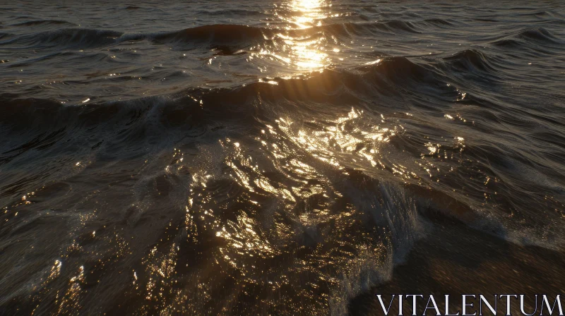 Golden Sunlight on the Ocean's Surface AI Image