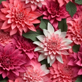 Pink and White Dahlia Flower Seamless Pattern