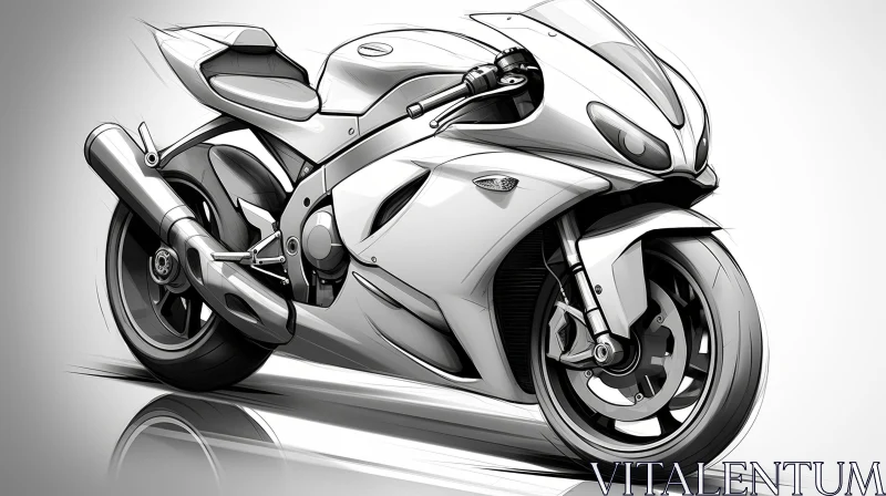 Sport Motorcycle Digital Sketch - Sleek Design AI Image