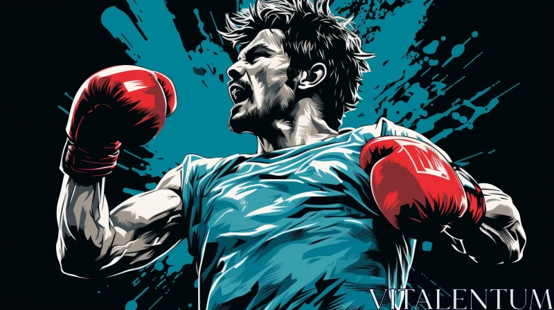 Victorious Boxer Digital Painting AI Image