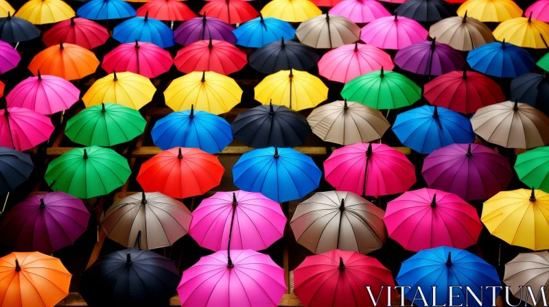 Colorful Umbrellas in Grid Pattern AI Image