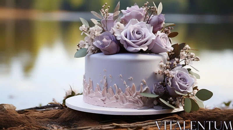 Elegant Wedding Cake with Floral Decor - Beautiful Photography AI Image