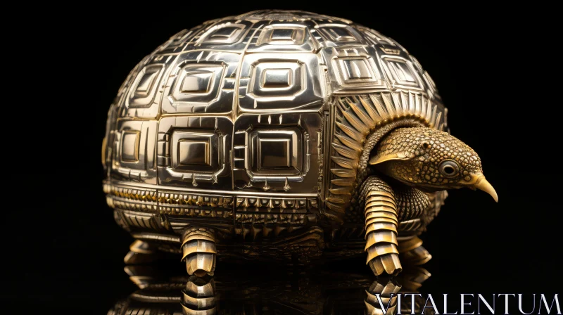 Gold Turtle Sculpture: A Symbol of Magic and Luxurious Geometry AI Image