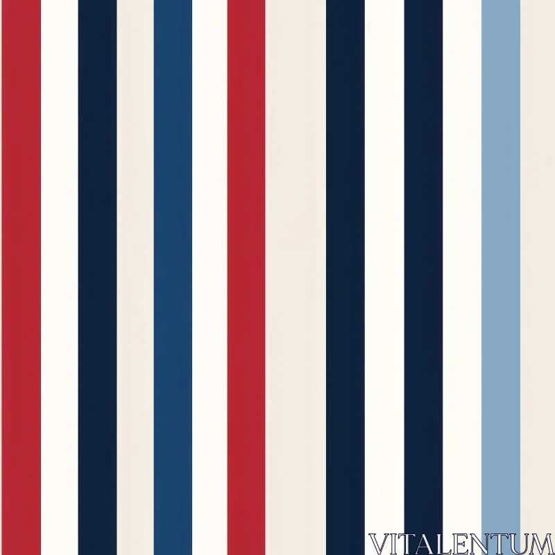 Nautical Vertical Stripes Pattern in Red, White, Blue AI Image