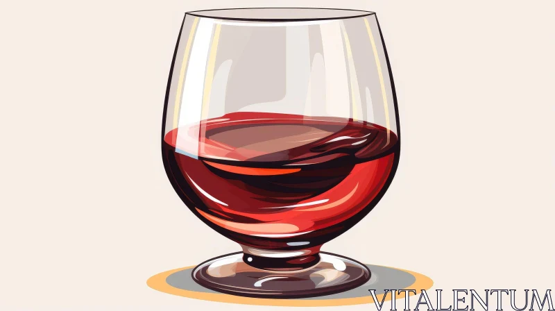 Red Wine Glass Illustration on White Background AI Image