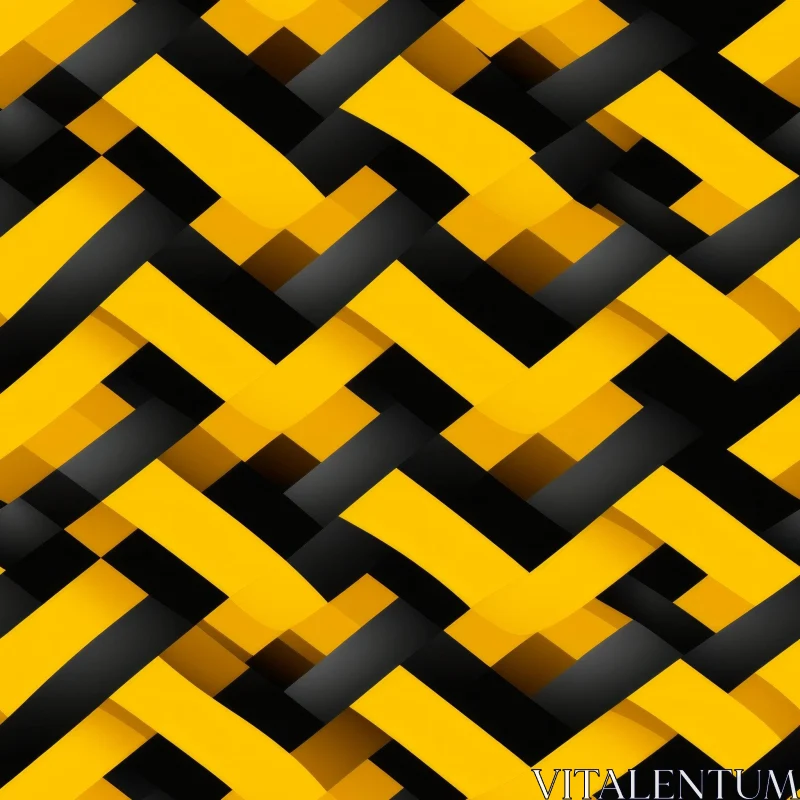 AI ART Basket-Weave Black Yellow Stripes Pattern
