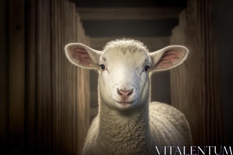 Captivating Portrait of a Young White Sheep AI Image
