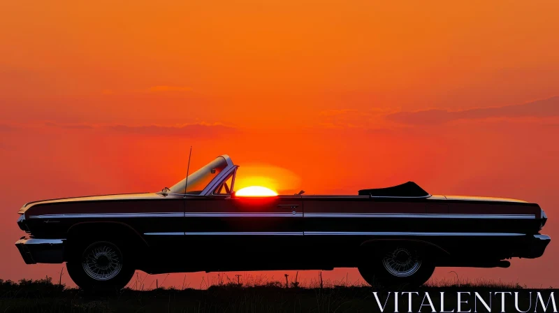 Classic Car Chevrolet Impala SS Sunset Digital Painting AI Image