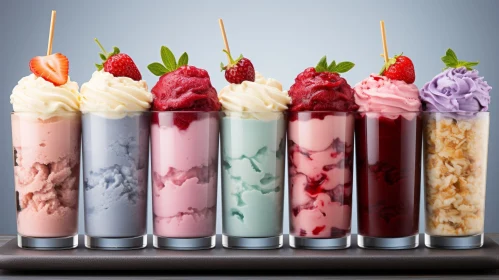 Colorful Slush Drinks - Whipped Cream and Strawberry