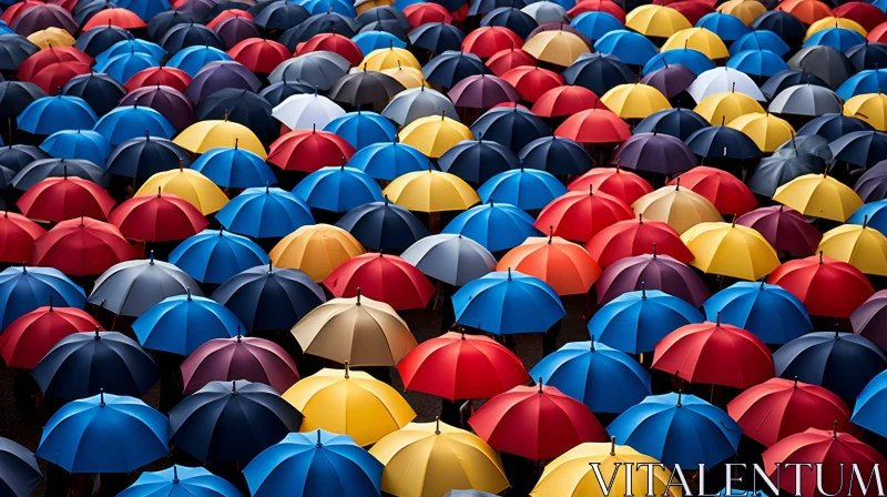 Colorful Umbrellas Aerial Shot of Crowd AI Image