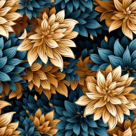 Dark Blue Floral Seamless Pattern
