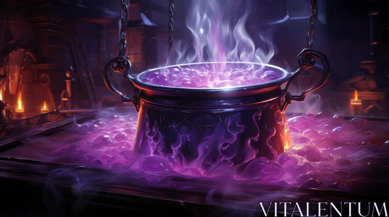 Dark Fantasy Witch's Cauldron Painting AI Image