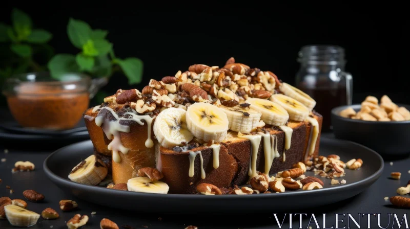 AI ART Delicious Banana Bread with Nuts and Honey