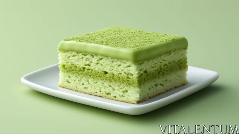 Delicious Matcha Cake with Green Icing AI Image