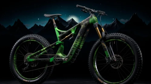 Green and Black Full-Suspension Mountain Bike in Night Sky