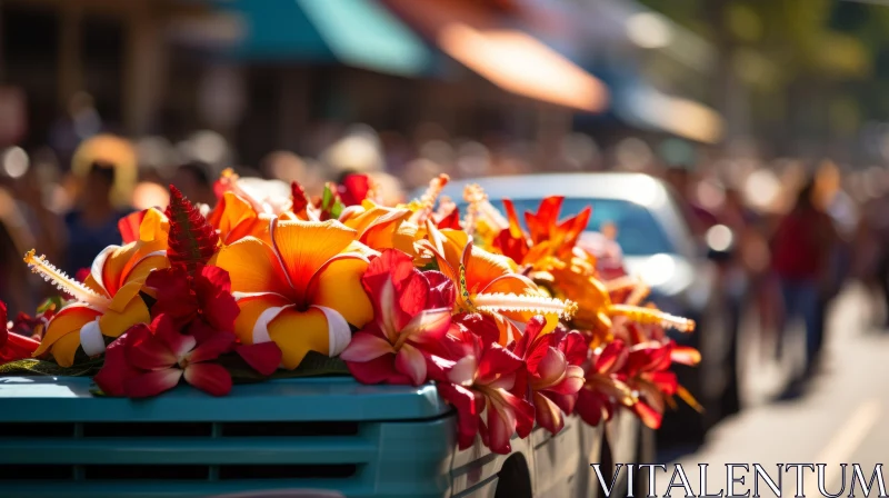 Hawaiian Flower Parade - A Carnivalcore Display on Route 37 AI Image