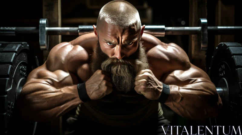 Intense Gym Portrait of Muscular Man AI Image