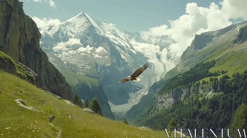 Majestic Eagle Soaring Above Swiss Alps | Nature Photography AI Image
