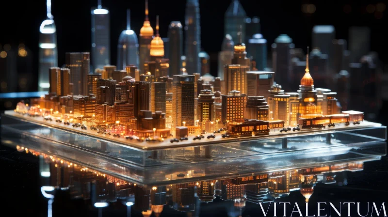 AI ART Night Cityscape 3D Rendering - Urban Street Scene