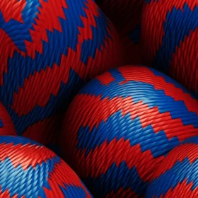 Red and Blue Spheres Cluster with Geometric Pattern