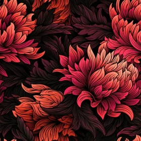 Red and Pink Floral Pattern on Dark Blue Background