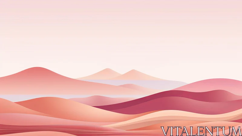 Serene Mountain Landscape in Minimalist Style AI Image