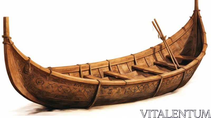AI ART Ancient Viking Boat - Wooden Crafted Vessel