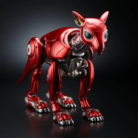 Award-Winning Red Robotic Dog in Kintsukuroi Style