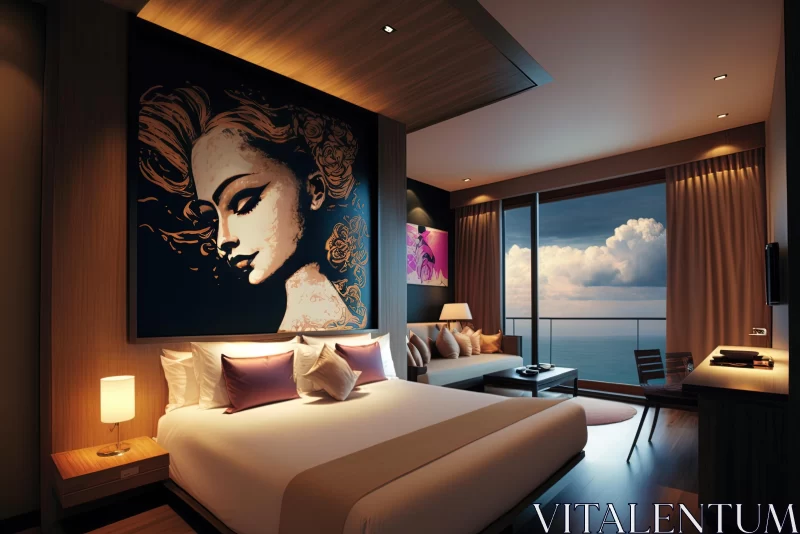 Captivating Stylized Portraiture in a Luxurious Bedroom AI Image