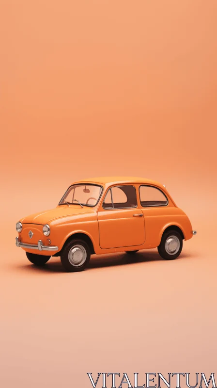 Captivating Vintage Car Artwork in Orange on Beige Background AI Image
