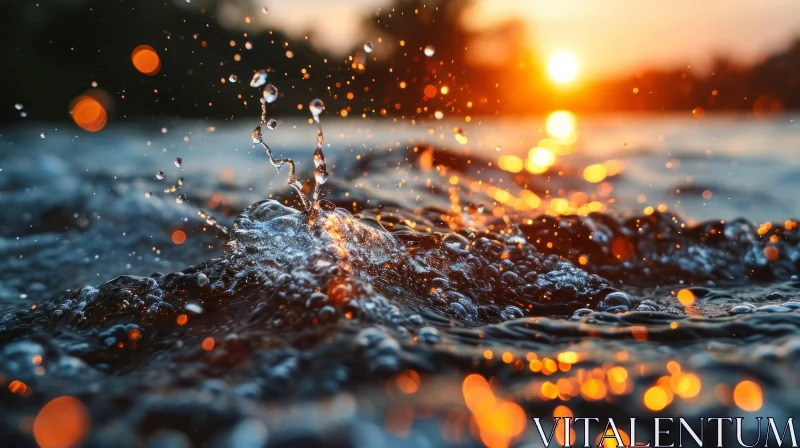 Close-up of Water Surface Splash with Dynamic Motion AI Image