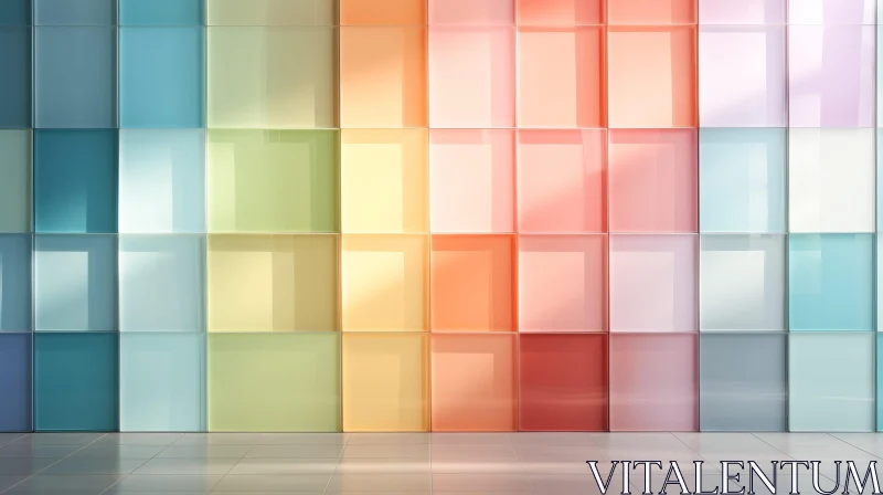 Colorful Glass Blocks Wall in 3D Rendering AI Image