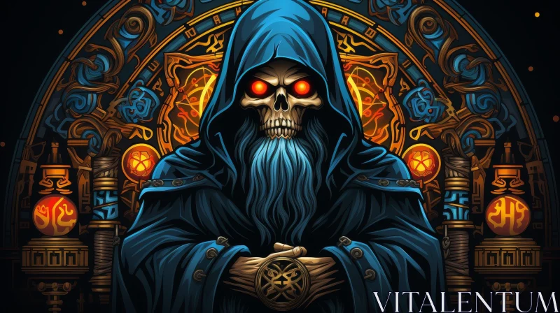 Dark Fantasy Lich Illustration - Mysterious Undead Wizard Artwork
