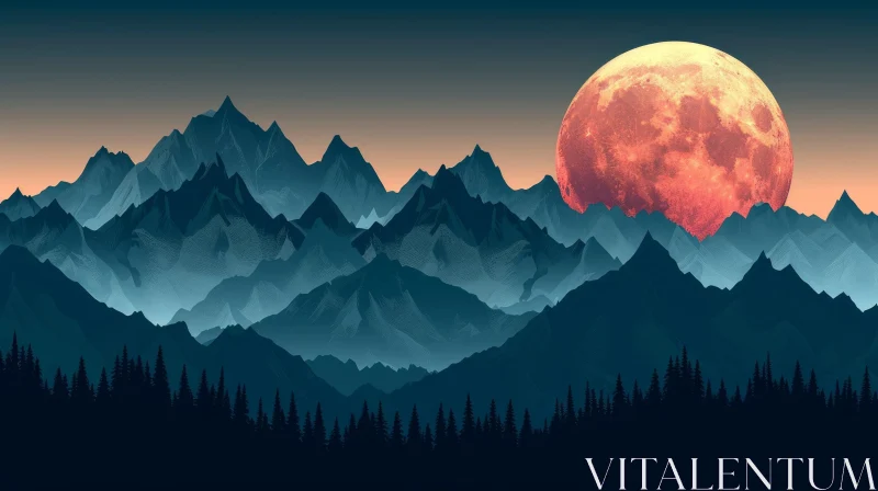 Moonlit Mountains: Serene Nature Landscape