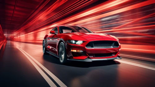 Red Ford Mustang Shelby GT500 in Motion