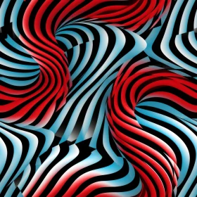 Wavy Surface 3D Rendering with Red, Blue, and White Stripes