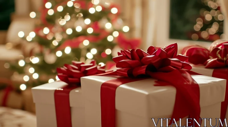 Captivating Christmas Gifts Under the Tree - Festive Holiday Photography AI Image