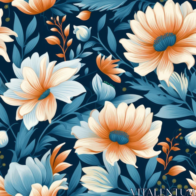 Dark Blue Floral Pattern - Home Decor Design AI Image