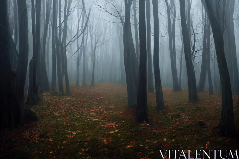 Enigmatic Forest in Heavy Fog - A Captivating Photo-realistic Landscape AI Image